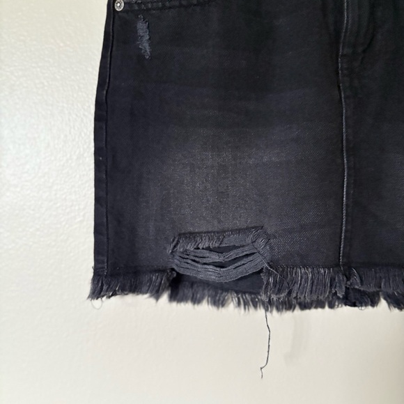 We The Free | Black Distressed Jean Mini Skirt | Size 4 - Picture 2 of 7